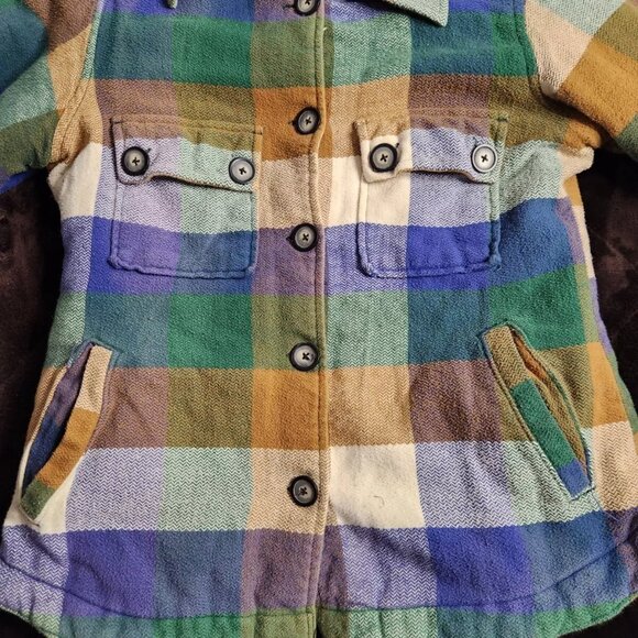 Women's Kavu Flannel Shirt Jacket Shacket Quilted Lined Colorful Button Up - M - Picture 2 of 9